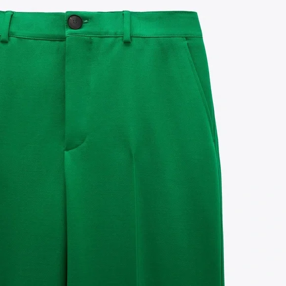 NWT ZARA HIGH WAISTED CROPPED STRAIGHT LEG PANTS - Picture 8 of 9